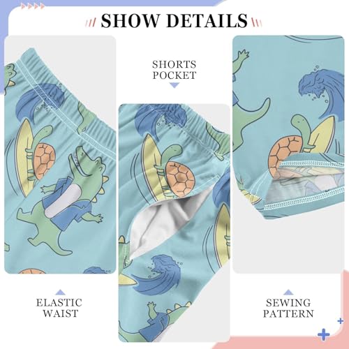 Crocodile Turtle Surf Boys Long Pants Soft Trousers Elastic Waist Kids Lounge Bottoms with Pockets S-XL4