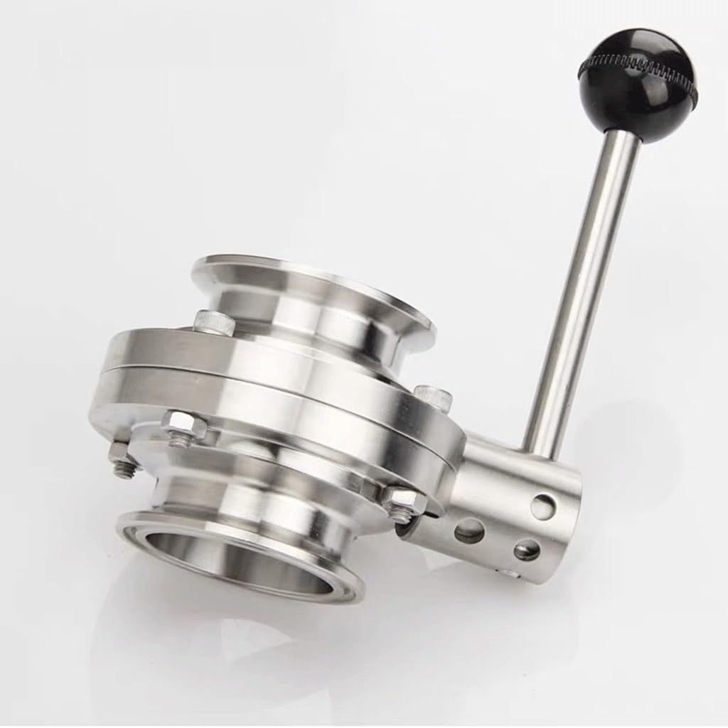 Vanne papillon en acier inoxydable 304 à trois colliers avec poignée de traction et joint EPDM de 2,5 à 1,3 cm 38 mm, pour brassage maison, produits laitiers, 1 pièce