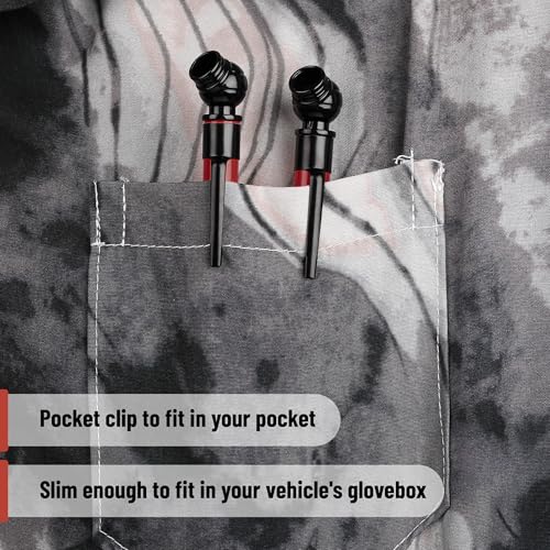 Image of UNCO- Pencil Tire Pressure Gauge, 2 Pack, 10-75 PSI, Red, Stainless Steel Body, Metal Made Nozzle, Rust and Corrosion Resistant, Pencil Air Pressure Gauge for Tires, 3 Measurements for Cars, Bikes