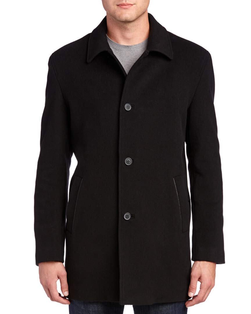 Cole Haan Men's Cashmere Blend Single Breasted Classic Coat With Shirt Collar