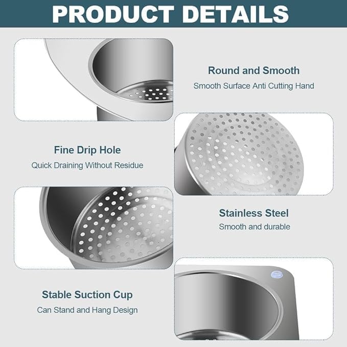 Image of Stainless Steel Swan Sink Strainer Basket, 304 Food Grade Kitchen Sink Drain Basket for Washing Fruits & Vegetables
