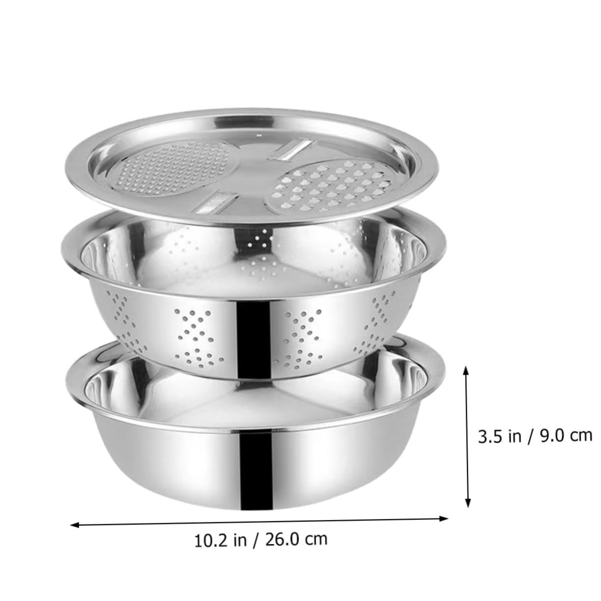 Colador Varios estilos Diseño de Drenaje Acero Inoxidable 3 Piezas de Apto para Lavar Frutas y Amasar Masa, Utensilio Multifuncional para Cocina para Uso Diario