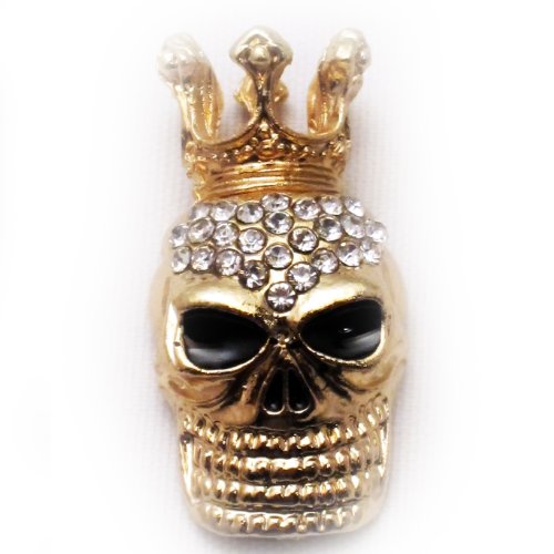 DIY Jewelry: 1x Gold Crowned Skull with Rhinestones
