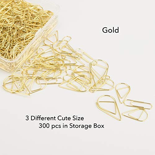 300 Pcs Cute Gold Paper Clips Assorted Sizes, Smooth Steel Wire Drop-Shaped Paperclips Large Medium And Small For Office Supplies School Student Girls Kids Women Wedding Decorative By Vencink #TOP1
