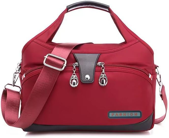 Women's Oxford Cloth Handbag - Versatile Tote and Crossbody Shoulder Bag for Women (Red)
