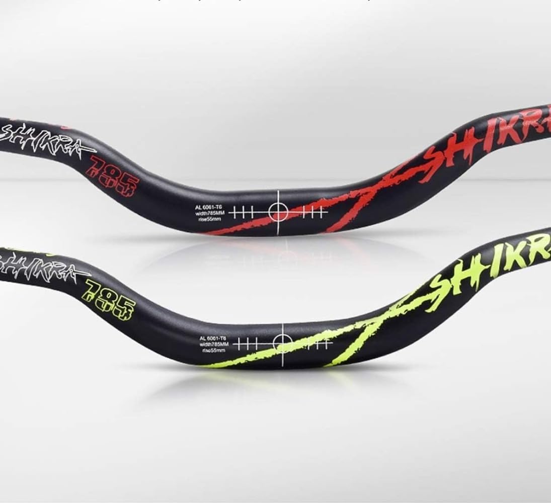 Manubrio per mountain bike da 31,8 mm, altezza di sollevamento 55 mm, in lega di alluminio XC/AM/MTB, 780 mm di larghezza, manubrio MTB (verde)