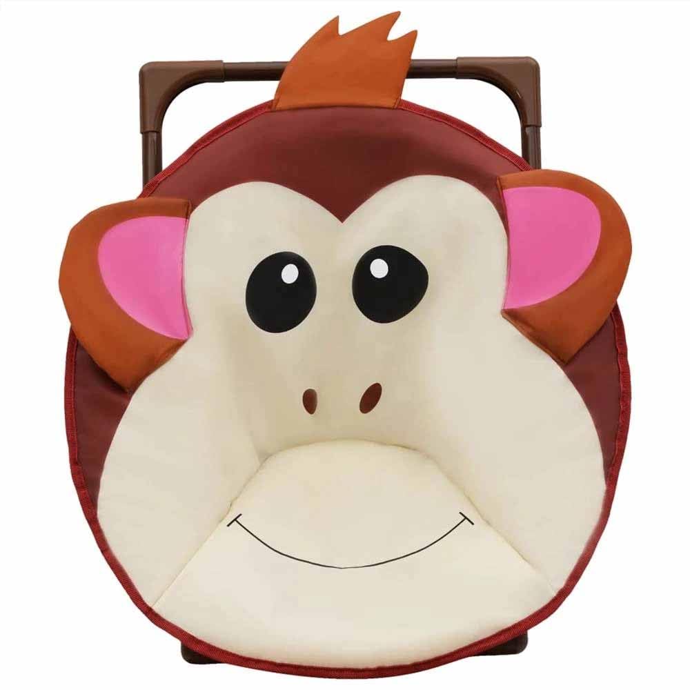 SKOFRI Children's Moon Chair Cartoon Stool Baby Dining Chair Folding Backrest Stool Portable Outdoor Beach Chair Kids Mini Saucer Chair Recliner Moon Lounge Chair(Monkey-Brown) 1