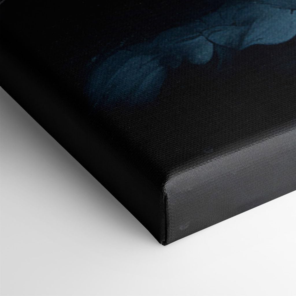 Canvas for Living Room. Luxurious Depths and Energetic Abstracts in Black, Blue, and Gold, 27 x 18 inch Canvas Wall Art - Ready to Hang