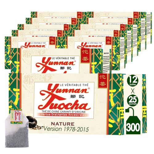 Yunnan Tuocha Zouji Natürlicher Tuocha Tee - 300 Teebeutel (12er Pack x 25) - 600g - Tee aus China mit Garantierter Herkunft(Version 1978-2015)