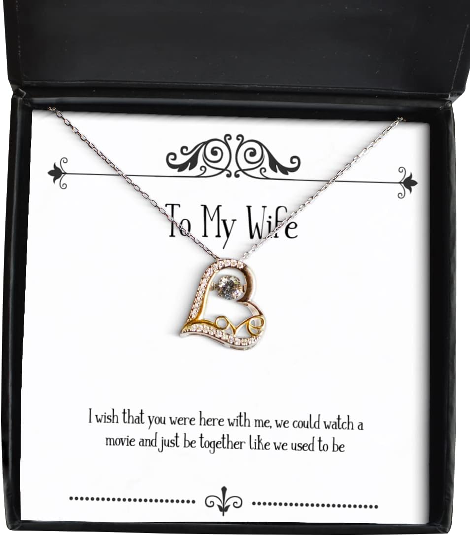 I Wish That You were here with me, we Could Watch a Movie and Love Dancing Necklace, Wife Present from Husband, Perfect Jewelry for Wife