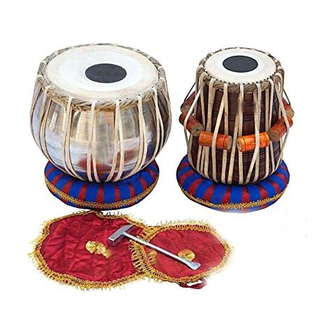 INDIAN MAHARAJA Student Tabla Drum Set, Steel Bayan, Finest Dayan with Book, Hammer, Cushions & Cover Cover