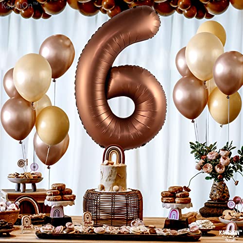 Image of KatchOn Coffee Brown Number 6 Balloon 40 Inch