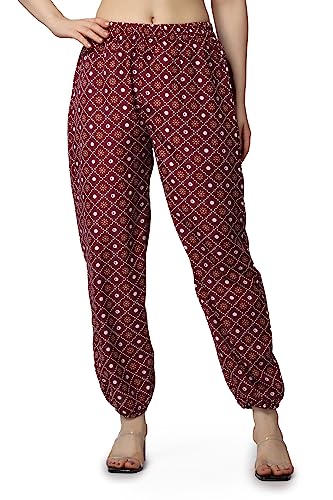 Image of POPWINGS Casual Printed Joggers for Summer || Stylish Women Joggers for Summer || Loose-Fit Pull On Joggers for Women || Women Joggers Pants for Summer