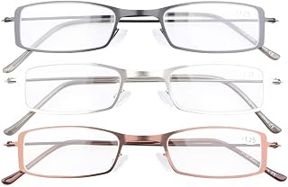 Eyekepper 3-Pack Half-eye Style Readers Stainless Steel Frame Reading Glasses+2.75