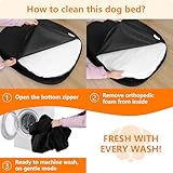 HMTOPE Orthopädisches Hundebett, Hundesofa, Vierseitiges Nackenrolle Kissen, rutschfeste Unterseite Hundekorb, Abnehmbar und Waschbar, Kleine Hunde, Mittelgroße Hunde, 90 x 71 x 15 cm, Schwarz