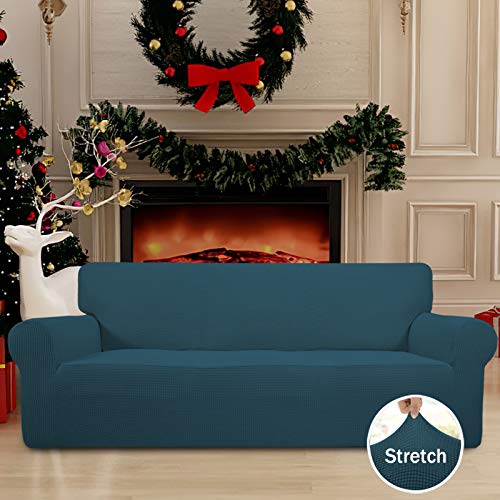 Image of Easy-Going Stretch Sofa Slipcover 1-Piece Sofa Cover Furniture Protector Couch Soft with Elastic Bottom for Kids, Polyester Spandex Jacquard Fabric Small Checks (Sofa, Deep Teal)