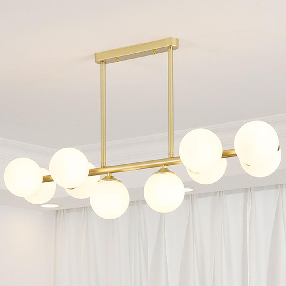 Suspension style années 50 en verre blanc et métal doré pour salon
