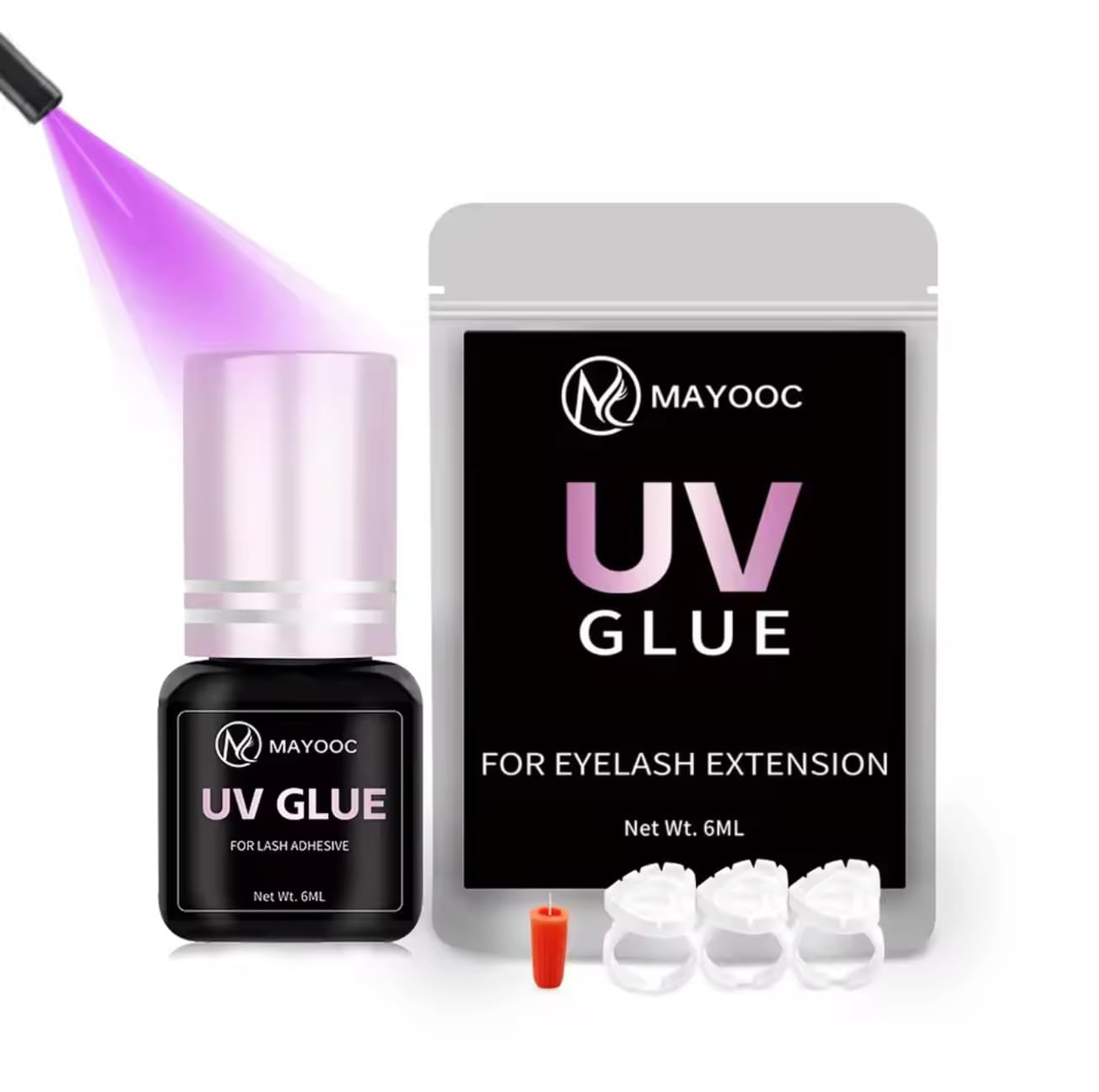 Mayooc Wimpernkleber, 5 ml, Transporante, Trockenzeit 3 Sekunden, UV-Kleber für Wimpernverlängerung, Korea-Formel