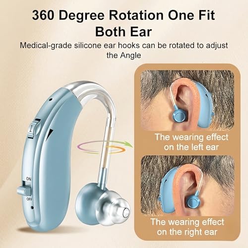 Image of Fastwell F27 Rechargeable Hearing Aids for Adults with Hearing Loss, 360 Degree Rotation Ear Hook, Digital Noise Reduction Ear Machine, Single Ear (Azure) 1-Year Warranty