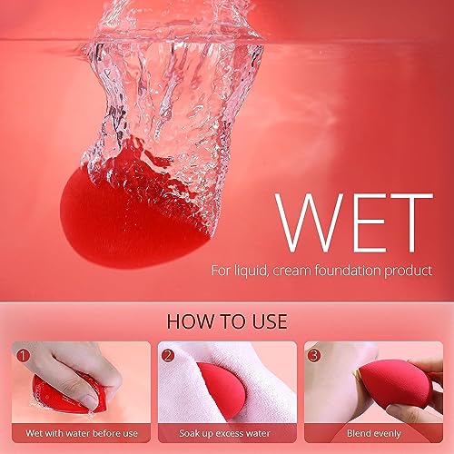 Image of SUAKE Beauty Blender Sponge for Face Makeup - Soft, Latex-Free Makeup Sponge Puff for All Skin Types - Reusable Sponge for Foundation, Concealer & Cream (Single Colour, Pack of 5)
