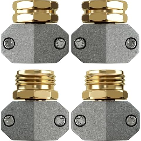 Garden Hose Repair Kit, Fits 3/4 and 5/8 Inch Hoses, Solid Male and Female Hose End Replacement, Water Hose Fixing Kit, Hose Mender, Water Repair Fix Connector, Rust-Proof Finish, Zero Leaks, 2 Set Cover