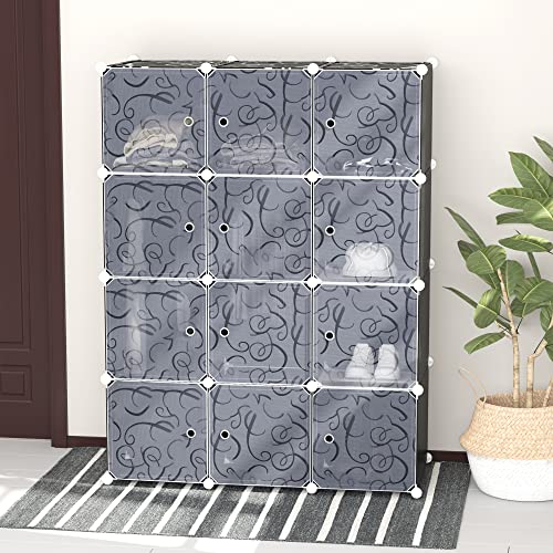Miniatura 2 de Homcom Armario Modular Plástico Estantería 12 Cubos Con Puertas Para Almacenamiento De Ropa Armario Ropero Organizador Para Almacenamiento Juguetes Y Libros Montaje En Bricolaje