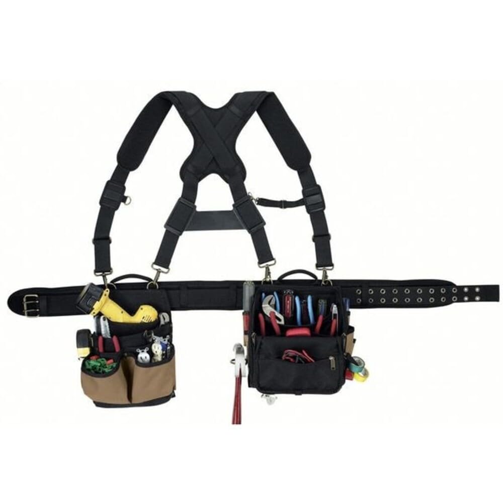 CLC Custom Leathercraft 1608 Ceinture à outils confortable pour électricien, 28 poches, noir