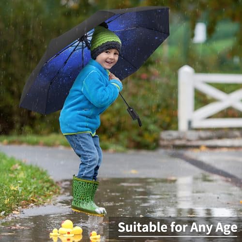 Image of Seniny Windproof Travel Umbrella, Automatic Umbrellas for Rain, Portable & Compact Umbrellas for Backpack, Strong UV for Protection, Folding Small Sun Umbrella for Car, Walking, Coral Pink, 38 inches