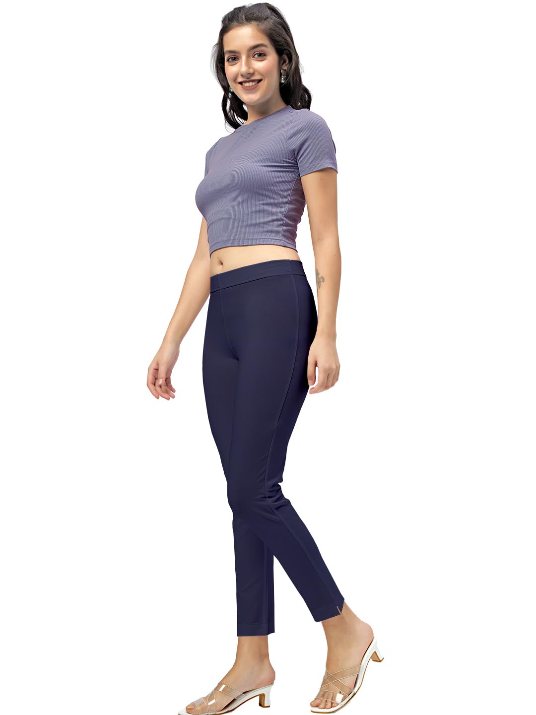 morrio Kurti Pants, Women's Slim Fit Ankle Length Knit Cotton Lycra Pant-picture-29