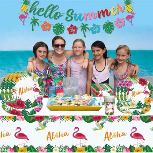 PIUMOJ Set Stoviglie per Feste Hawaiano, Forniture...