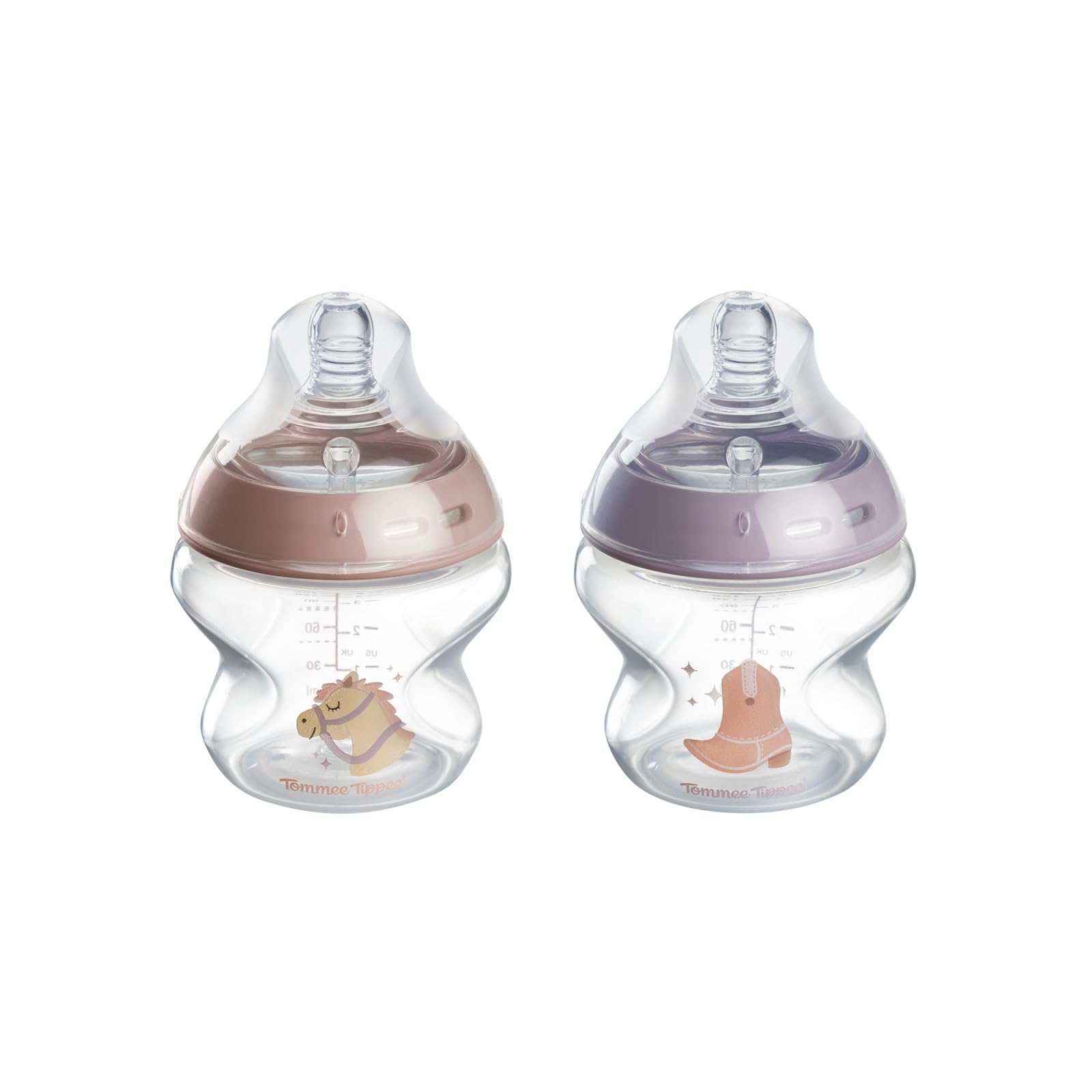 Tommee Tippee Natural Start Newborn Baby Bottles, 5 oz with Slow Flow Breast-Like Nipples for A Natural Latch, Self-Sterilizing and BPA Free, Cowboy