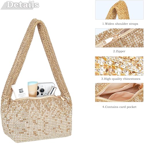 Image of BBTT.ful Rhinestone Evening Handbags Sparkling Crystal Purse Daily Casual Shoulder Bag