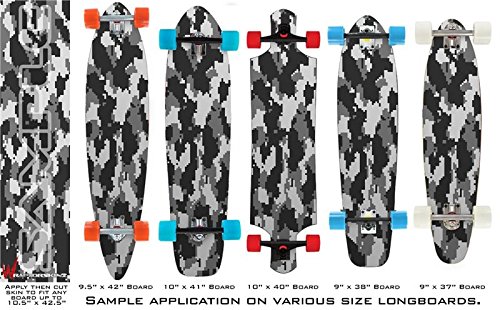 WraptorCamo Digital Camo Gray - Decal Style Vinyl Wrap Skin fits Longboard Skateboards up to 10