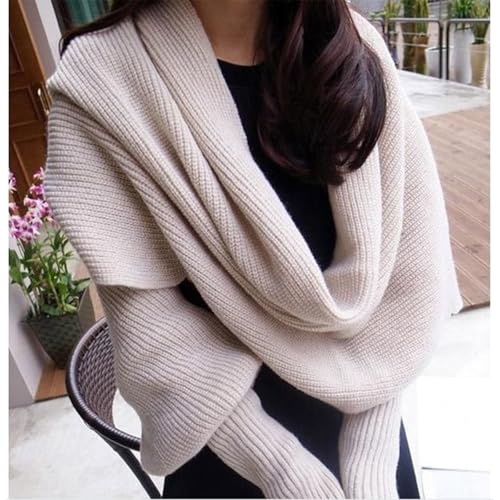 Scarf with Sleeves for Women, Sweater Scarf with Sleeves, Scarf with Sleeves, Knitted Cable Wrap, Multifunctional Scarf with Sleeves4