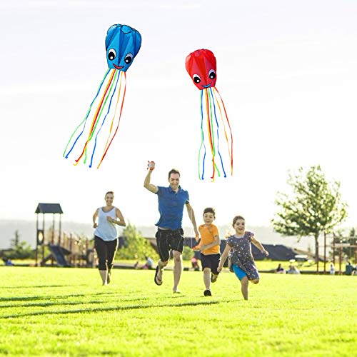 Listenman 2-Pack New Upgraded Smiley Large Octopus Kites, Easy To Fly Long Colorful Tail Kites For Kids Adults Outdoor Activities Beach Park Trip, Great Gift For Children Childhood Precious Memories #TOP5
