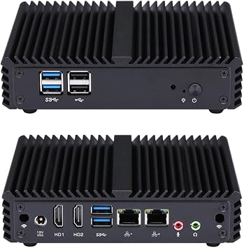 Qotom Q170S Mini PC J3710 Quad Core Up to 2.64 GHz Dual LAN Dual Dual HD 1.4 Ports-4GB RAM 128GB mSATA SSD