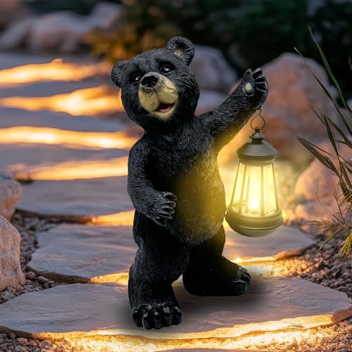 Vasesun Solar Lantern Garden Statues Decor, 14″ Large Outdoor Bear Figurine Lights for Yard Patio Decoration – Unique Christmas Housewarming Gift for Grandma Wowen Mom