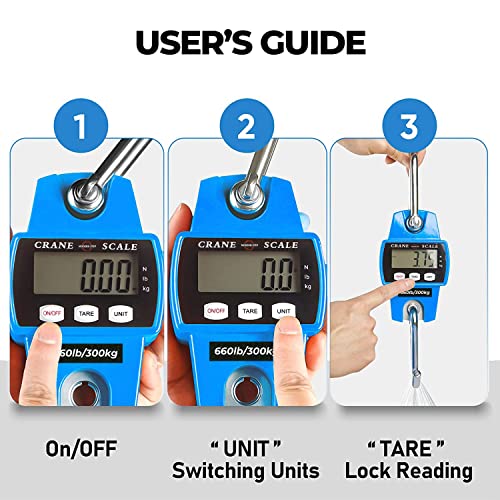 Image of Digital Hanging Scale 660 LB 300 KG - Professional Heavy Duty Waterproof Fish Scale - Portable Durable Crane Scale for Luggage Weight Suitcase Hunting Farm Bike Bow Fish Weight Fishing Scale