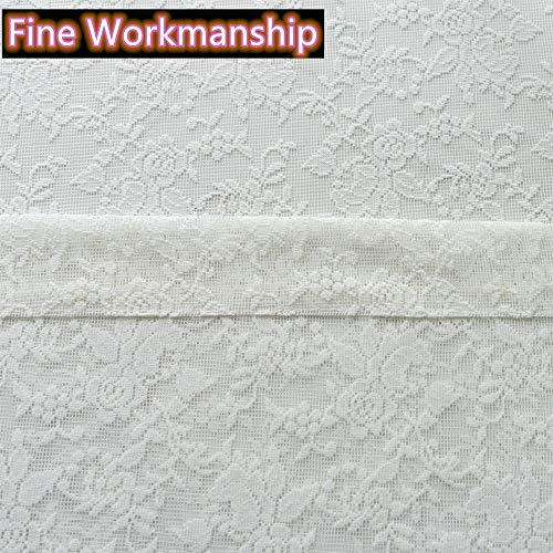 H.ebony Beige Rose Lace Cafe Sheer Curtains Window Drapes For Bedroom Living Room Rod Pocket Retro Style Vintage To Light Filtering Airy Set Of 2 Panels 45 Inch Long Ivory #TOP3