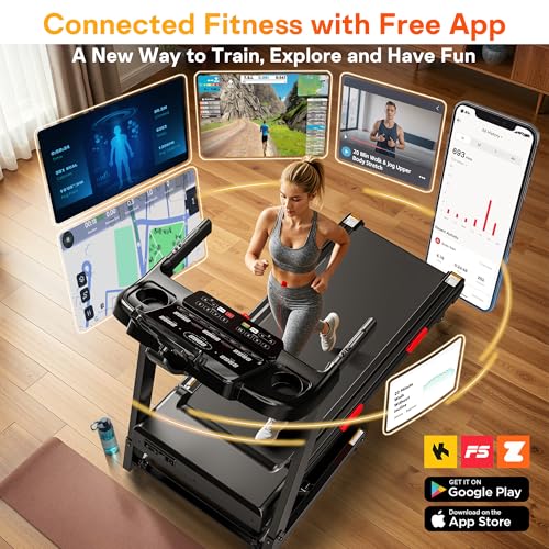 Image of 15% Auto Incline Folding Treadmill, 0.6-12 MPH Speed with 95 Preset Programs, Heart Rate Monitor & Tablet Holder, Heavy Duty Foldable Running Machine for Home Office Workout, Supports Up to 350 LBS