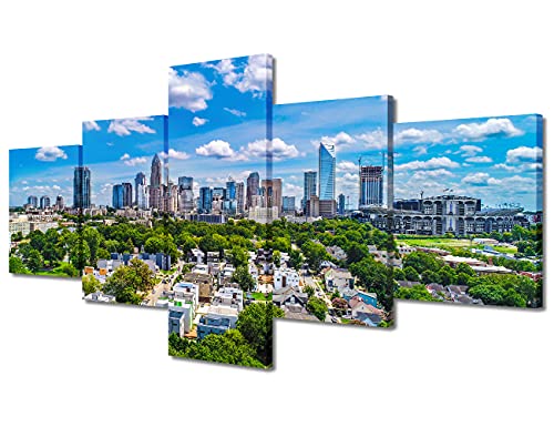 Charlotte North Carolina Skyline Wall Art Canvas Prints Building Pictures