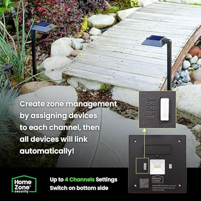 Mesh Linkable Series 4-Pack Solar LED Security Pathway Light w/ LiFePO4 Battery, 300LM, Auto-linking, 110¡ãx16 ft Motion Detection, CCT 3000K/4000K/5000K, 4-Channel Settings, Stainless Steel, Black