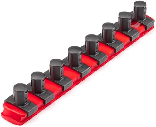 Miniatura 17 de TEKTON Unidad de 1/2 pulgada x riel de enchufe de 18 pulgadas, 15 clips (rojo) OSR23115 Fabricado en Estados Unidos