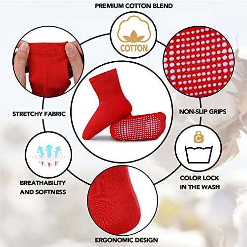 Qiyiendian 6 Pairs Non Slip Cozy Warm Crew Socks With Grips For Baby Infant Toddler Kids Boys Girls（3-5T，3-Multicolor B） #TOP2