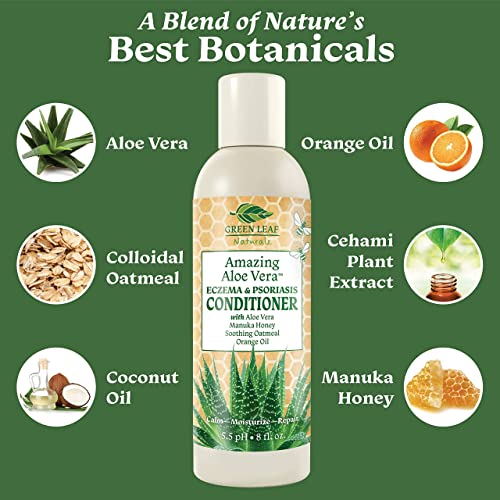 Organic Aloe Vera Cream, Shampoo & Conditioner Bundle, All With 100 % Pure Aloe Vera & Manuka Honey - Dry Scalp, Eczema & Psoriasis, After Sun, Redness, Itch, Dermatitis, Dandruff, Acne, Damaged Hair #TOP7