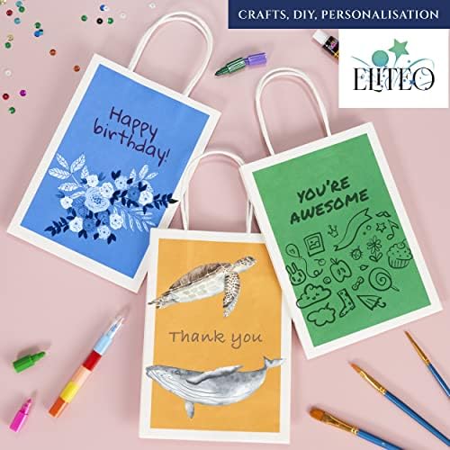 30 PCs Paper Party Bags for Kids Party - 15 x 8 x 21cm in 6 Assorted Colors Paper Bags with Handles and Extended Flat Bottom - Paper Party Gift Bags for Birthdays, Anniversaries & Weddings
