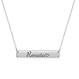 Aoloshow Personalized Custom Engraved Name Bar Necklace Silver Stainless Steel Horizontal Bar Necklaces Jewelry for Womens Adjustable Chain