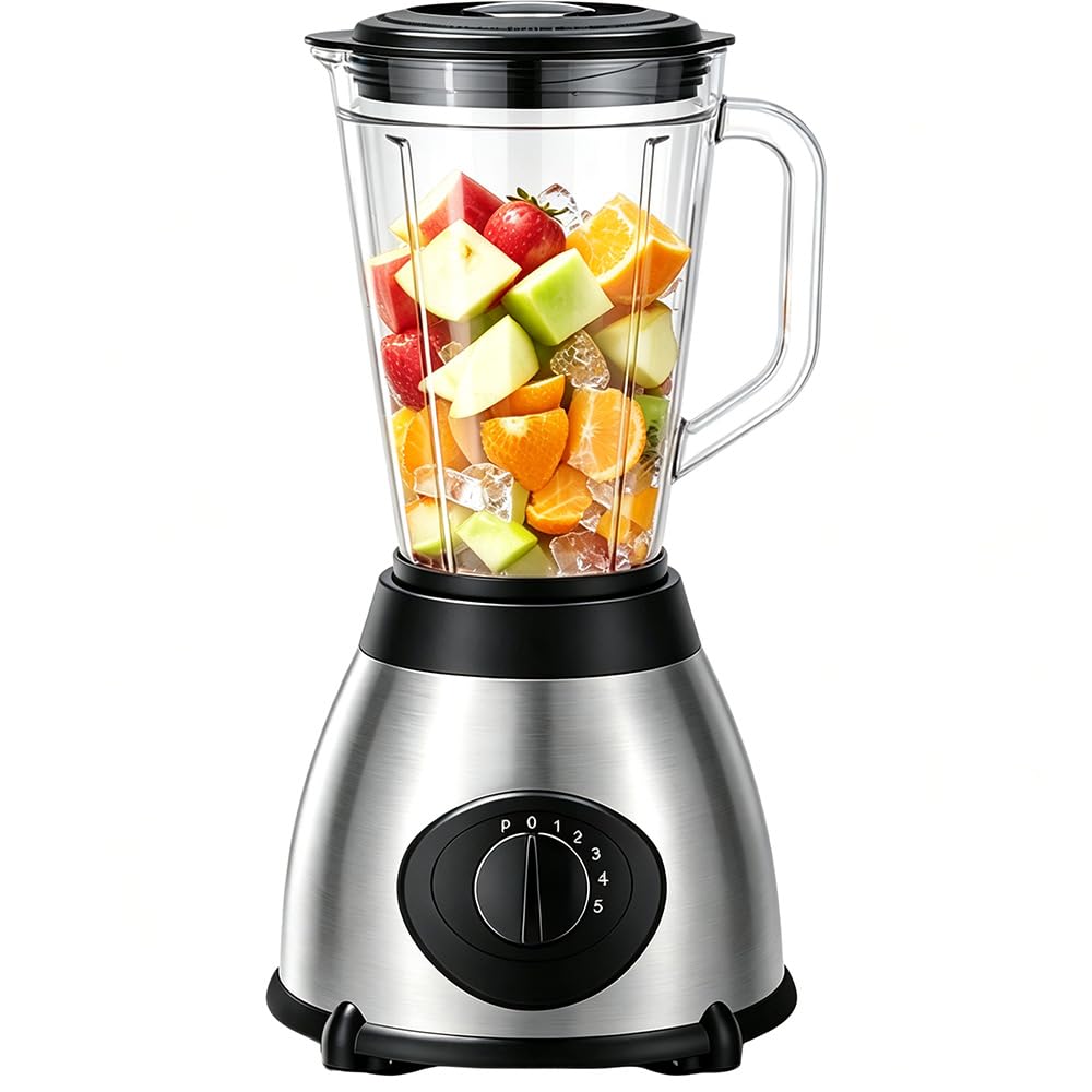 1.5L Electric Blender, 5 Speed Smoothie Maker, Stainless Steel Blades, Black