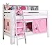 Produktbild Relita BE3181117-B90+TX5042036 Etagenbett Jan mit Bücherregal Buche massiv weiß lackiert Textilset Liegefläche 90 x 200 cm, 208 x 140/170 x 140 cm, Princess