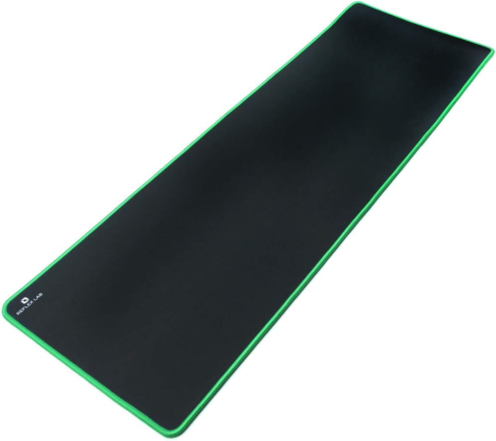 Reflex Lab Large Extended Gaming Mouse Pad Mat XXL, Stitched Edges, Waterproof, Ultra Thick 5mm, Wide & Long Mousepad 36”x12”x.20 Green